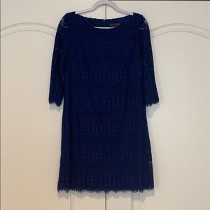 Navy blue 3/4 length cocktail dress